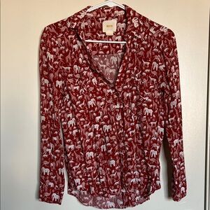 Maeve Animal Pattern Button Down Blouse